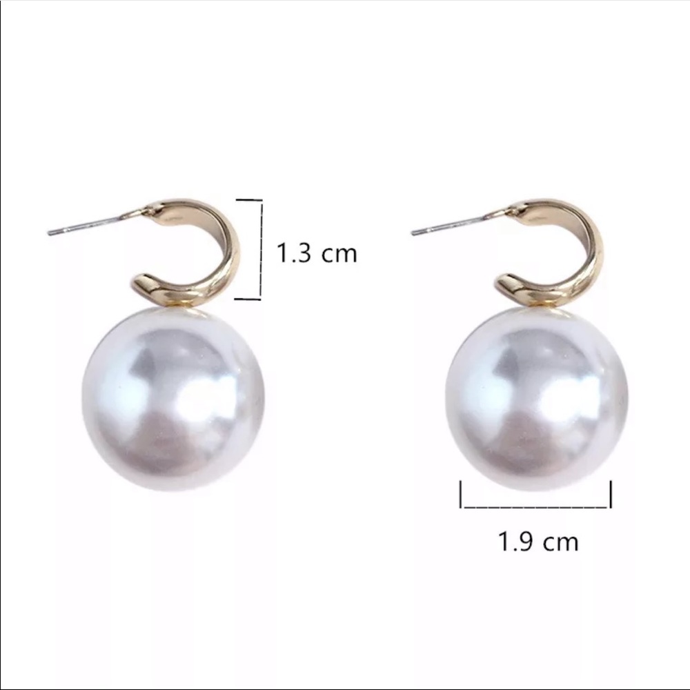 New 925 Silver Fashion Round Pearl Earrings - Picture 4 of 6